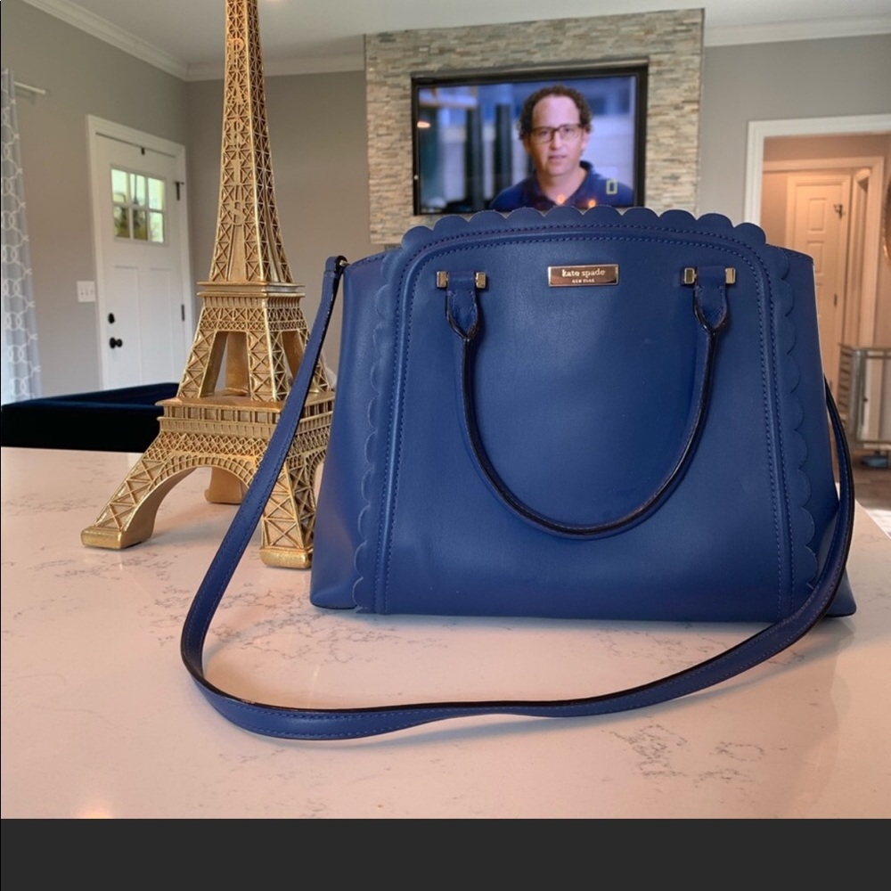 kate spade scalloped cobalt blue purse